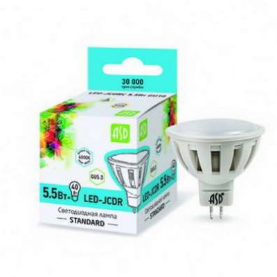 Лампа диод ASD JCDR-5,5W GU5.3 4000К 495Лм