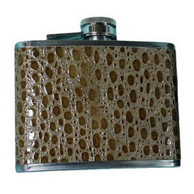 Фляжка 12 oz кожа+металл (018841)