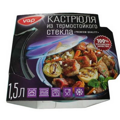 Кастрюля для СВЧ 1,5л круг 0825