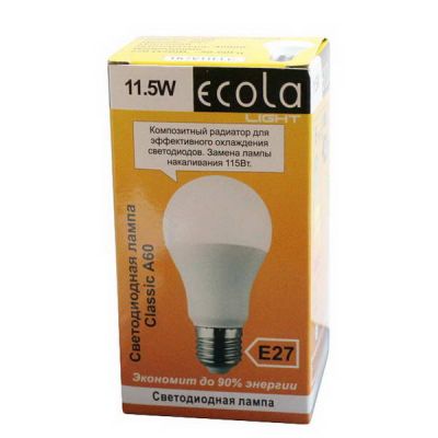 Лампа диод Ecola Е27-11,5W 4000К шар А60