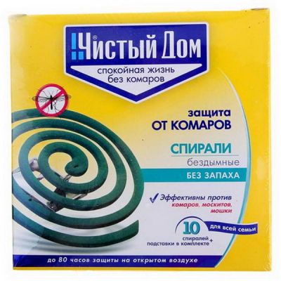 Спирали Чистый дом от комаров 10шт (черные)
