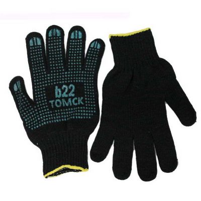 Перчатки ПВХ b22 (черные) 6 ниток 7кл р9