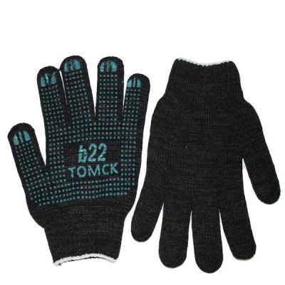 Перчатки ПВХ b22 (черные) 7 ниток 7кл р10