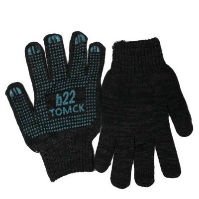 Перчатки ПВХ b22 (черные) 8 ниток 7кл р10