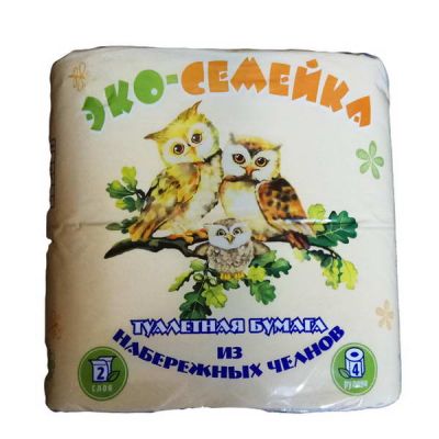 Туалетная бумага на втулке ЭКОСЕМЕЙКА 4шт