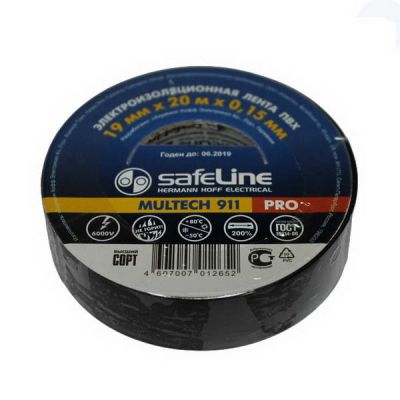 Изолента Safeline черная 19мм*20м