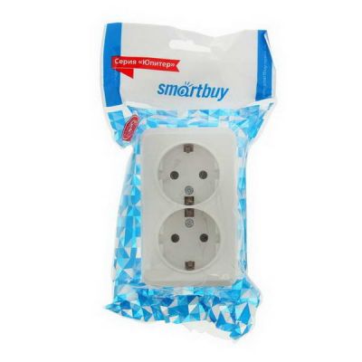 Розетка О/У 2-я з/к Smartbuy Юпитер SBE-03w-16-S2-Z-c с изол пласт