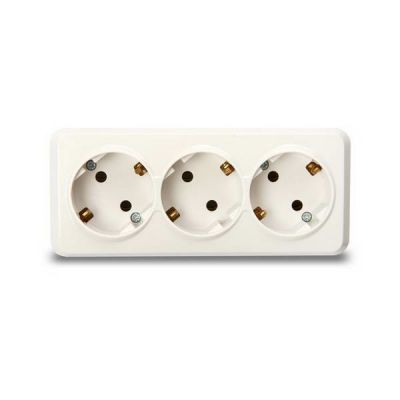 Розетка О/У 3-я з/к Smartbuy Юпитер SBE-03w-16-S3-Z с изол пласт