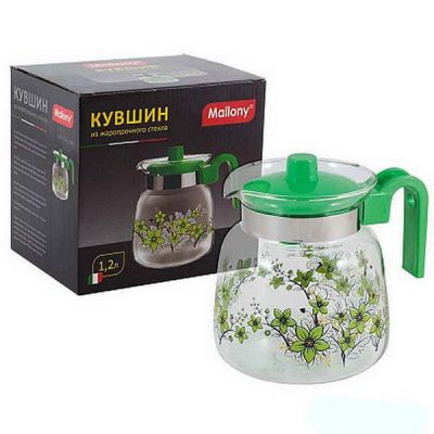 Кувшин Pentola-1200 1,2л из жаропрочн стекла, пласт ручка Mallony