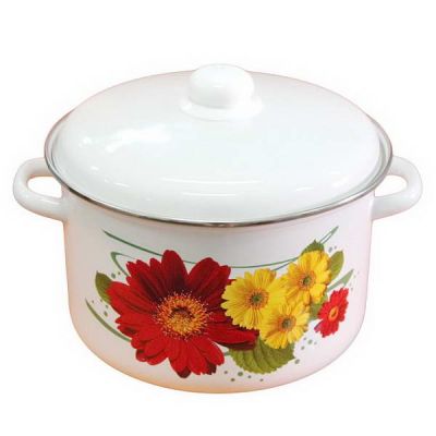 Кастрюля 5,5л с рисунком белая (01-Б1617/4) (М)