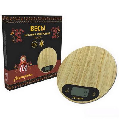 1 Весы кухонные 5 кг электронные МАТРЕНА МА-038 бамбуковая поверхность