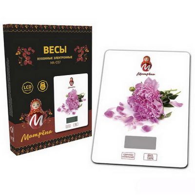 Весы кухонные 7 кг электронные МАТРЕНА МА-037 Пионы