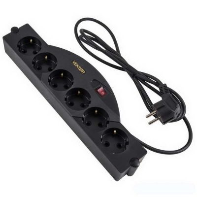 Фильтр сетевой Vektor SOFT 6 роз с/з 3м черный