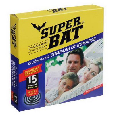 Спирали SuperBAT от комаров 15шт черные