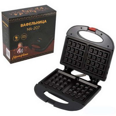Электровафельница МА-207 800Вт черная для бельгийских ваф