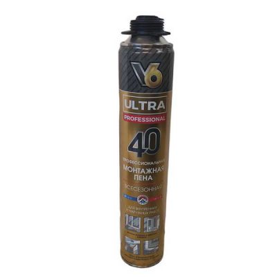 Пена монтажная V6 ULTRA 600гр (профи) 40л всесезонная -10 +30