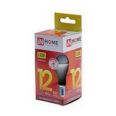 Лампа диод IN HOME Е27-12W 3000К 1080Лм шар А60