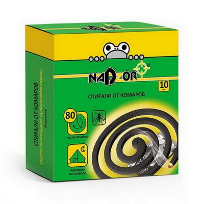 Спирали NADZOR от комаров 10шт зеленые малодымные без запаха