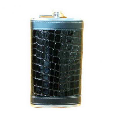 Фляжка 10 oz кожа светл. (В-378)
