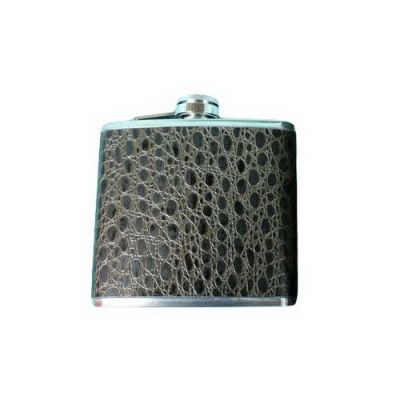 Фляжка 14 oz кожа под крокодила светл.