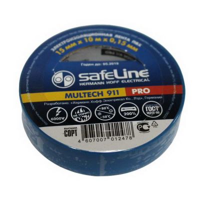 Изолента Safeline синяя 15мм*10м