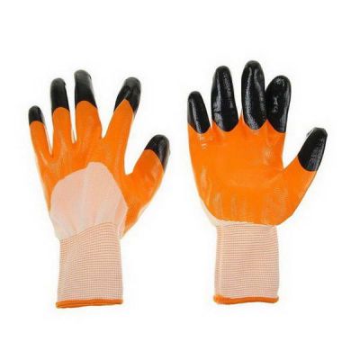 Перчатки нейлоновые Черные пальцы люкс оранжевые