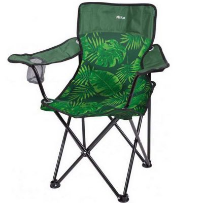 Кресло складное Премиум 6 (с тропическими листьями темный)