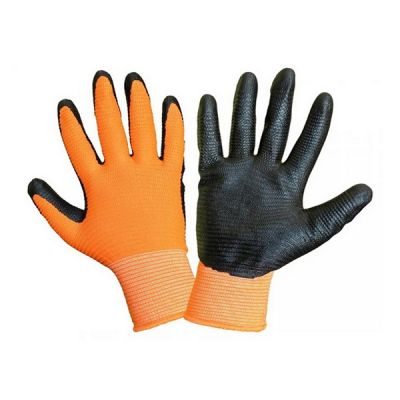 Перчатки нейлоновые с нитриловым покрытием Супер Люкс оранж/черные